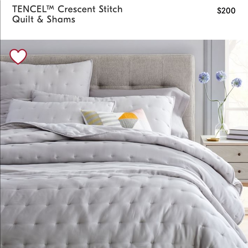 West Elm TENCEL Cresent Stitch Quilt + Shams